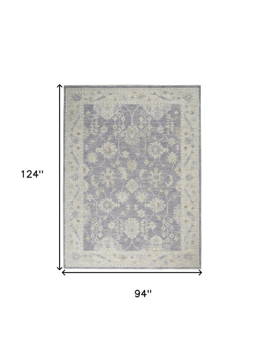 8' X 10' Gray and Ivory Floral Power Loom Area Rug