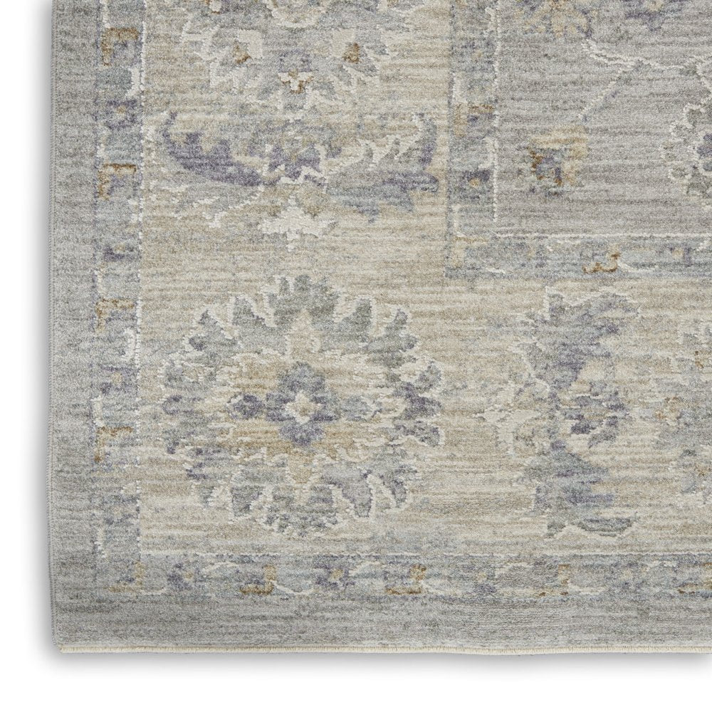 8' X 10' Ivory and Gray Floral Power Loom Area Rug