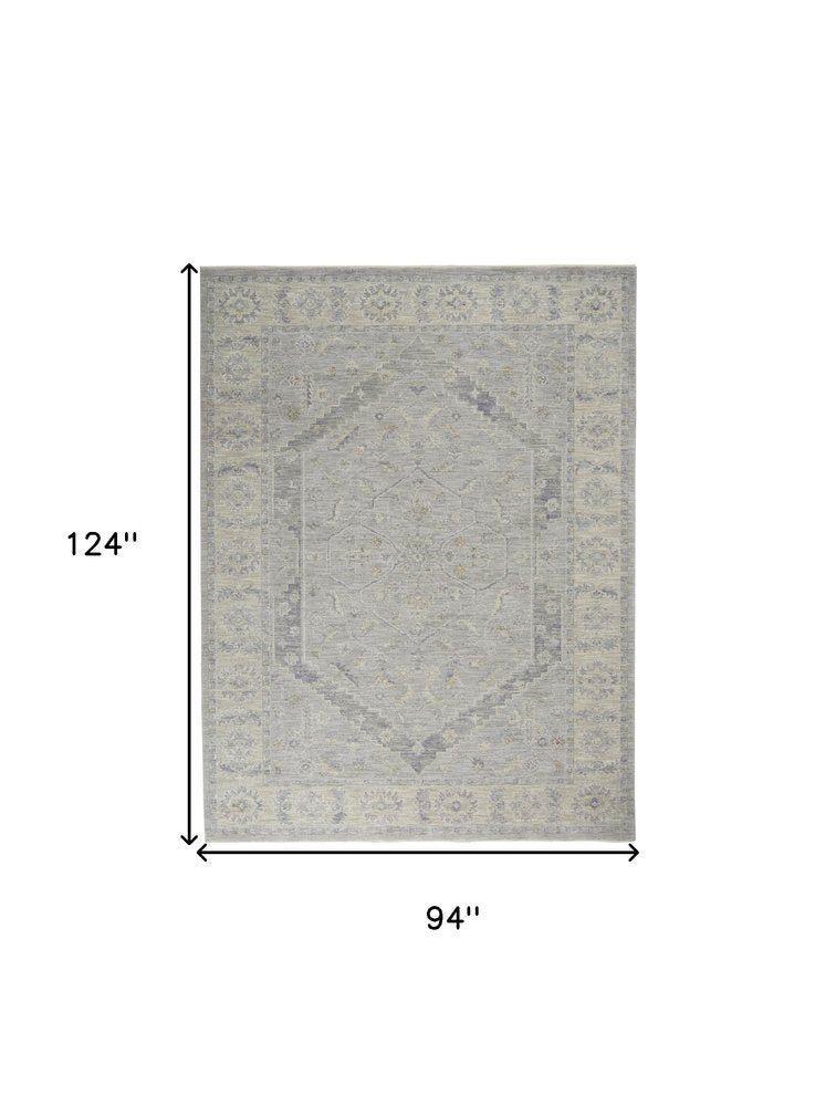 8' X 10' Ivory and Gray Floral Power Loom Area Rug