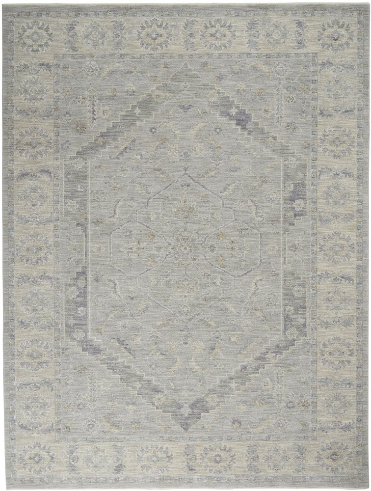 8' X 10' Ivory and Gray Floral Power Loom Area Rug