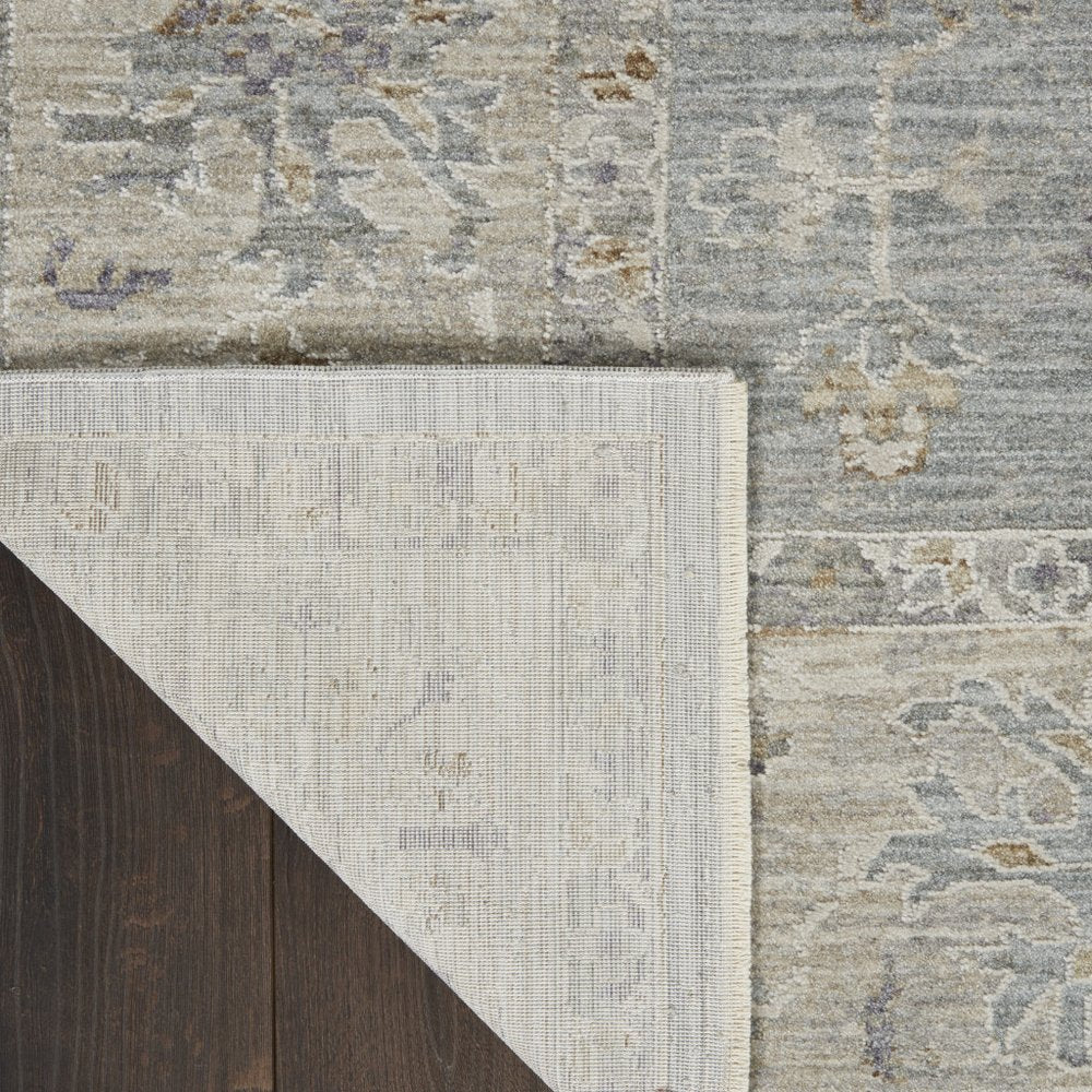 10' Ivory And Blue Floral Runner Rug