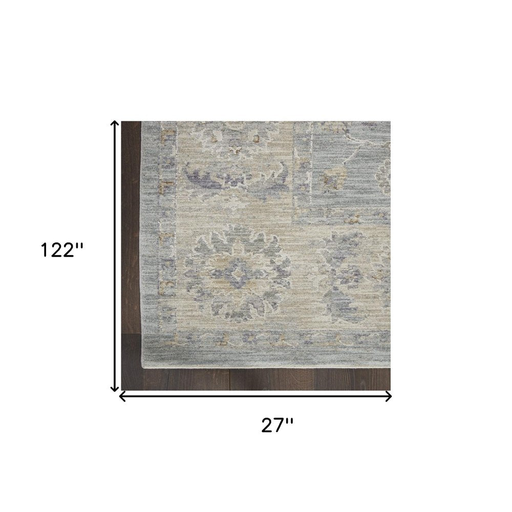 10' Blue Floral Runner Rug