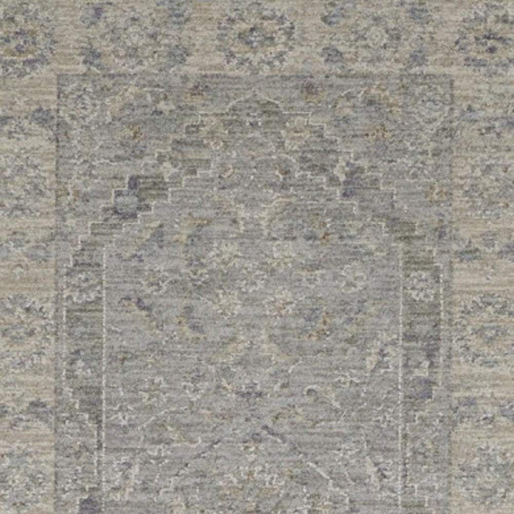 10' Gray Floral Runner Rug