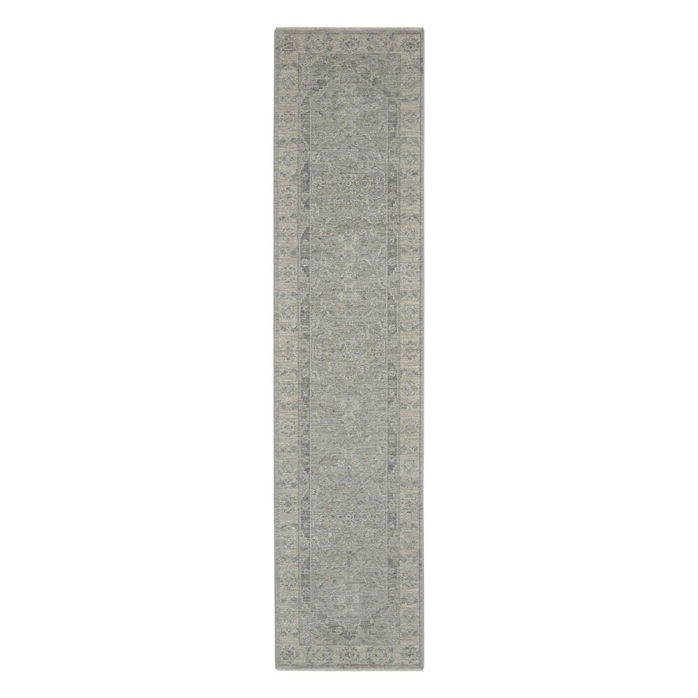 10' Gray Floral Runner Rug
