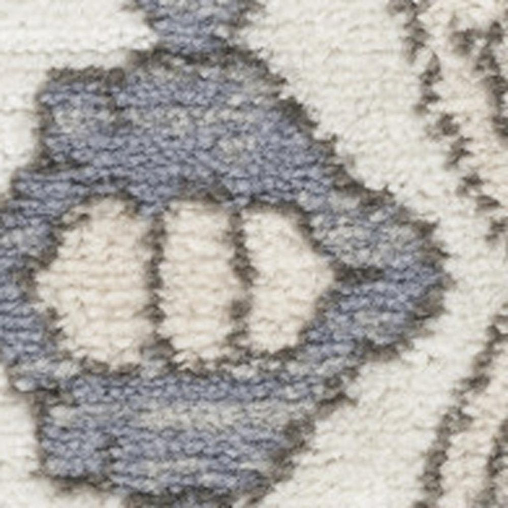 9' X 12' Cream Floral Power Loom Area Rug