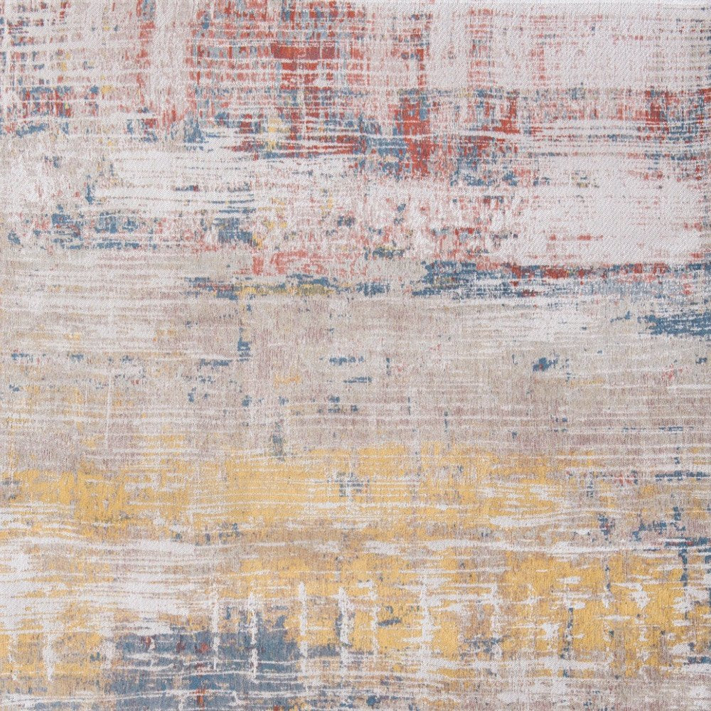 10' White Abstract Runner Rug