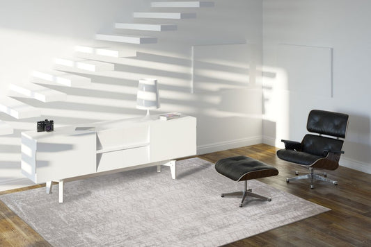 10' Gray And White Chevron Runner Rug