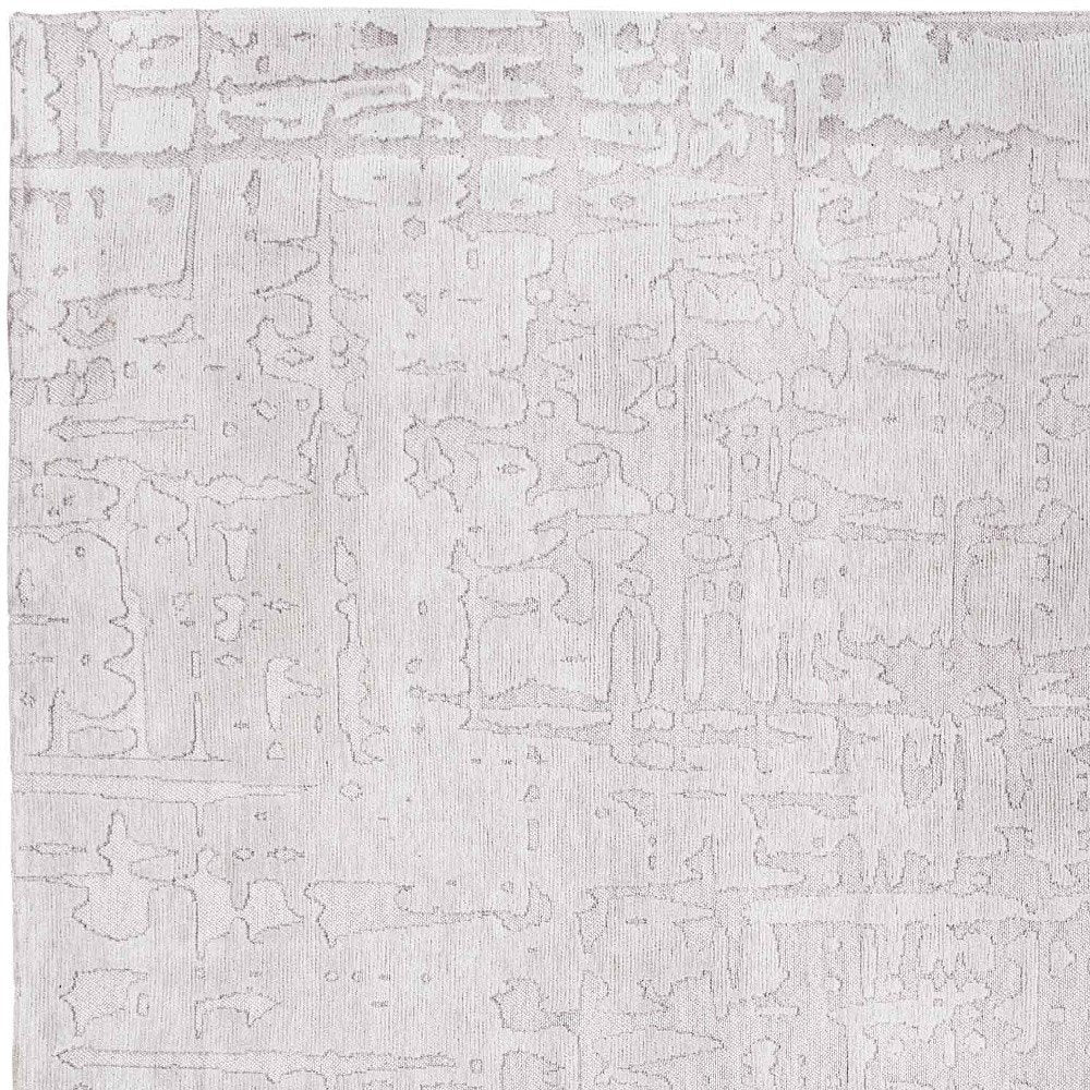 10' White Abstract Runner Rug