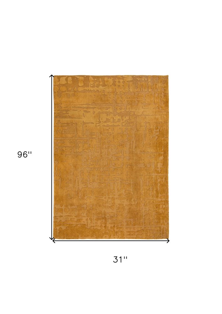 10' Yellow Abstract Runner Rug