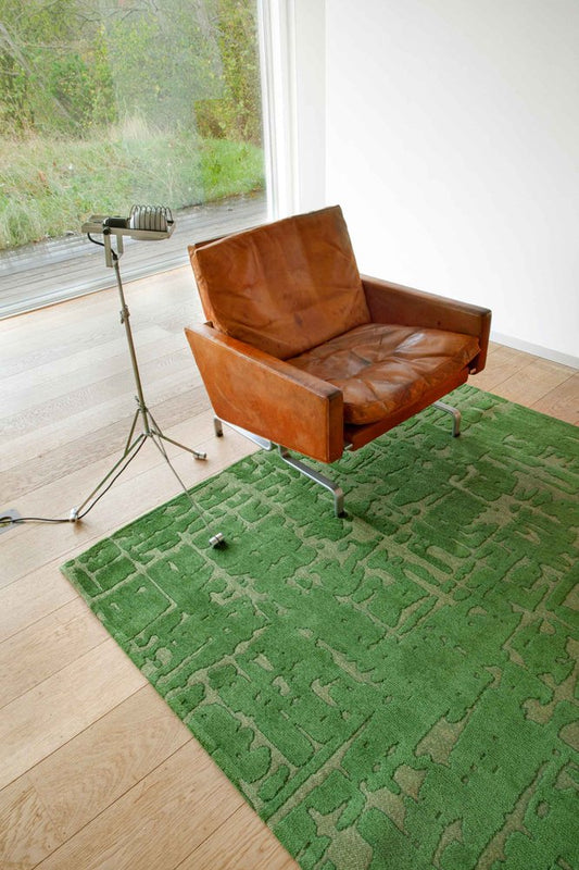 10' Green Abstract Runner Rug