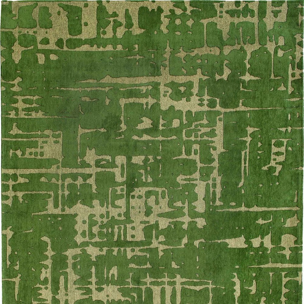 10' Green Abstract Runner Rug