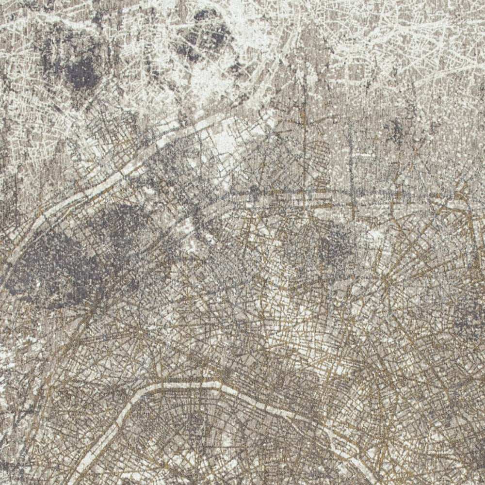 9' X 13' Gray and White Abstract Non Skid Area Rug