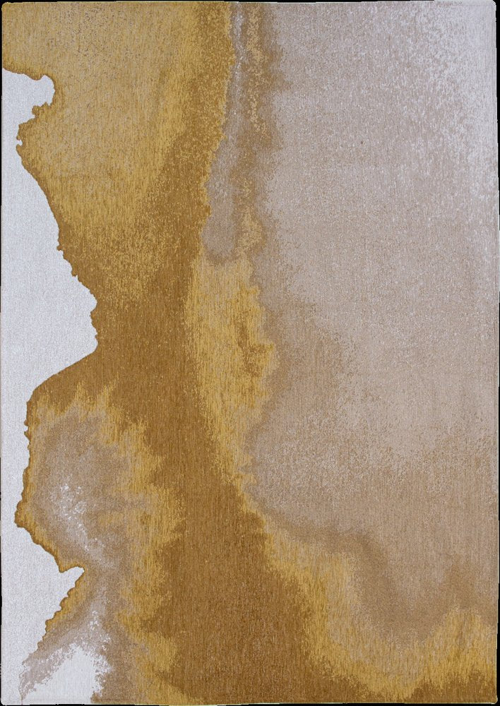 5' Gray and Yellow Round Abstract Non Skid Area Rug