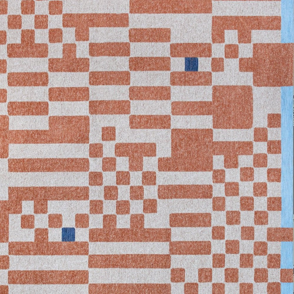 3' X 5' Blue and Red Geometric Non Skid Area Rug