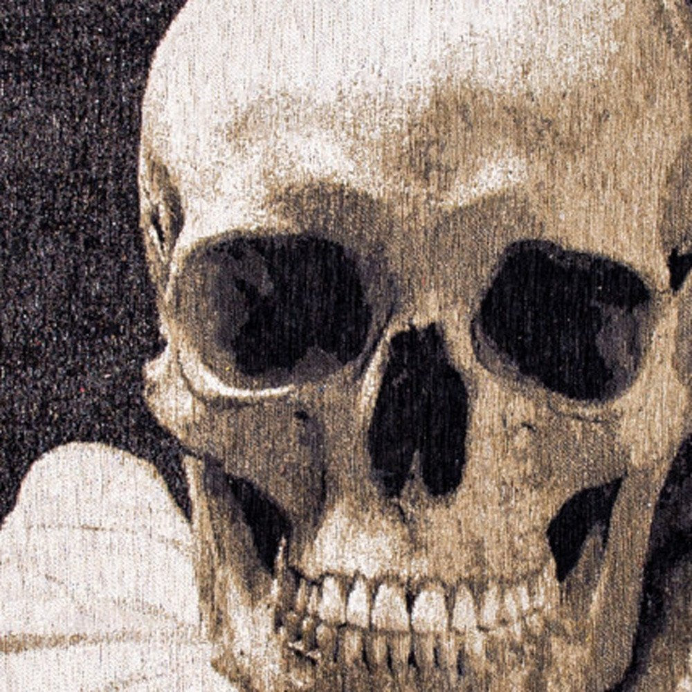 3' X 5' Black and White Funky Skull Non Skid Area Rug