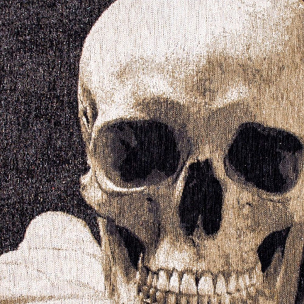 5' X 7' Black and White Funky Skull Non Skid Area Rug