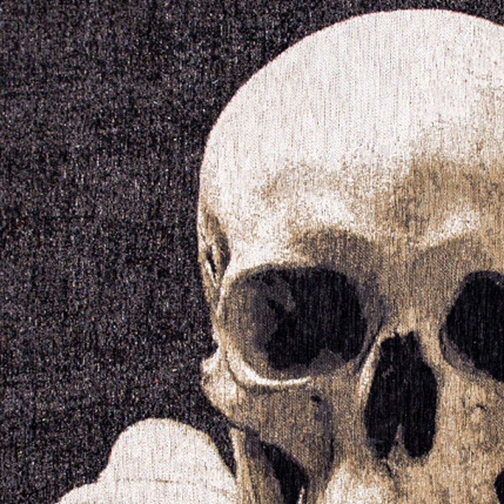 6' X 8' Black and White Funky Skull Non Skid Area Rug