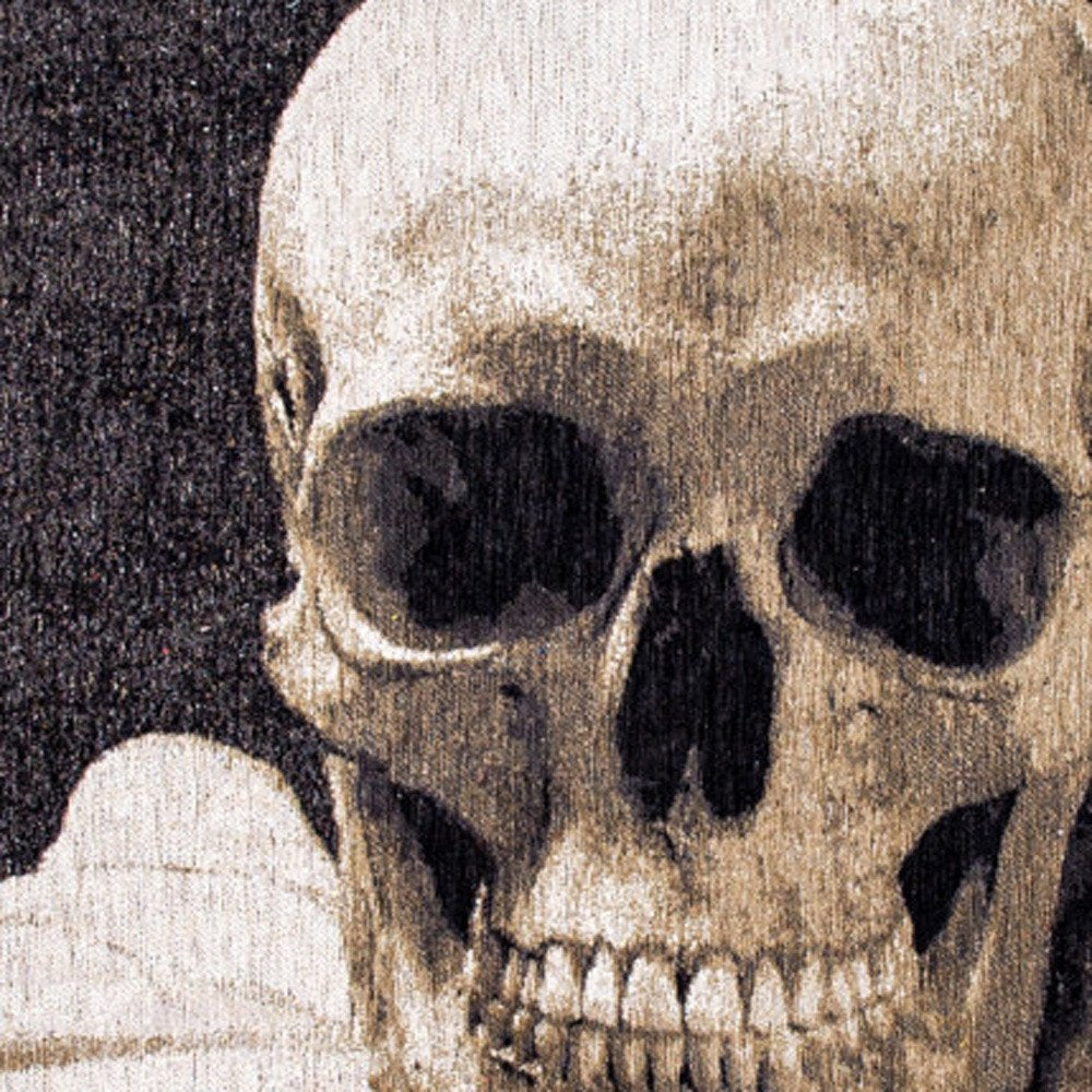 7' X 9' Black and White Funky Skull Non Skid Area Rug