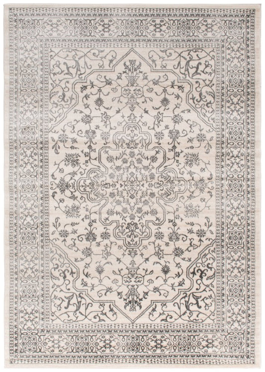 8' X 10' Ivory and Gray Oriental Area Rug