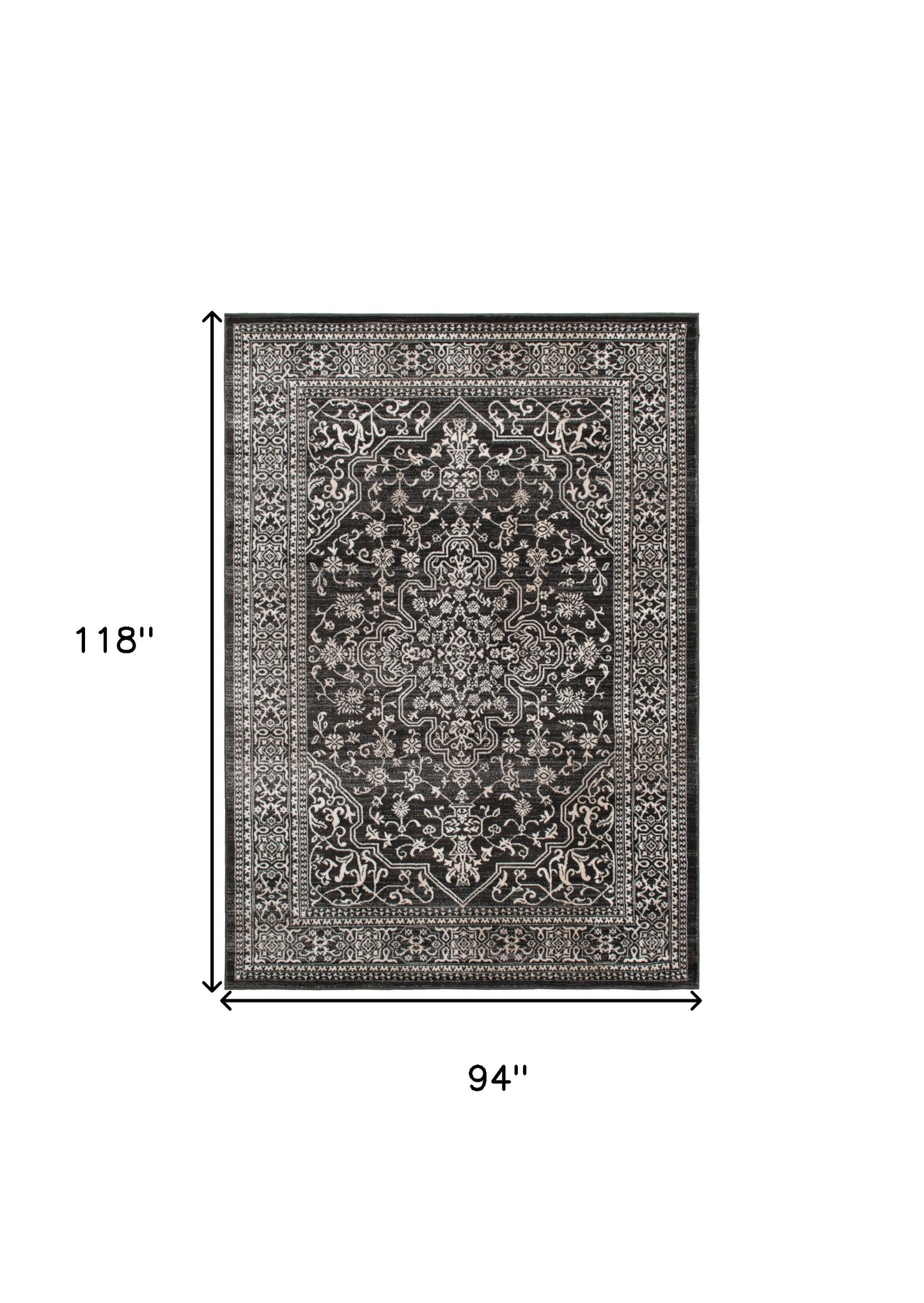 5' X 8' Ivory and Gray Oriental Area Rug