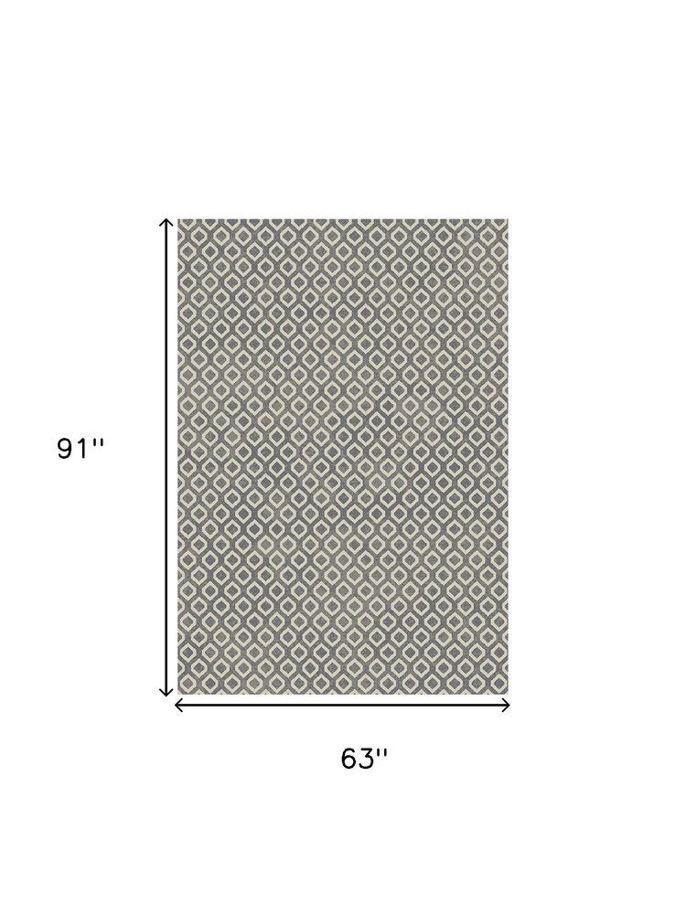 5' X 8' Beige and Gray Geometric Area Rug