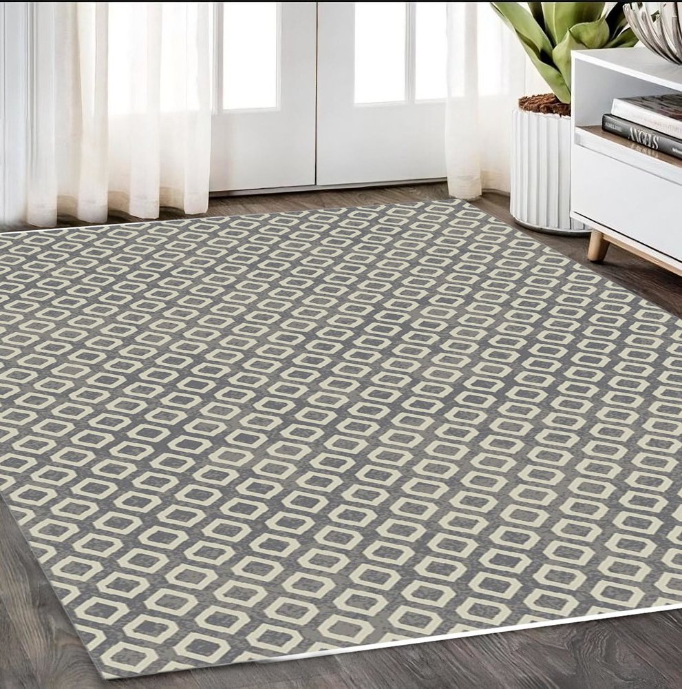 5' X 8' Beige and Gray Geometric Area Rug