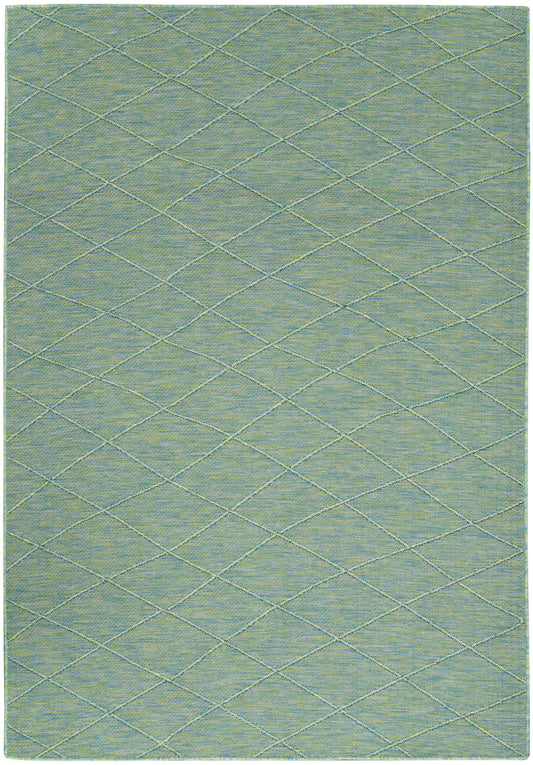 4' X 6' Blue Geometric Power Loom Non Skid Area Rug