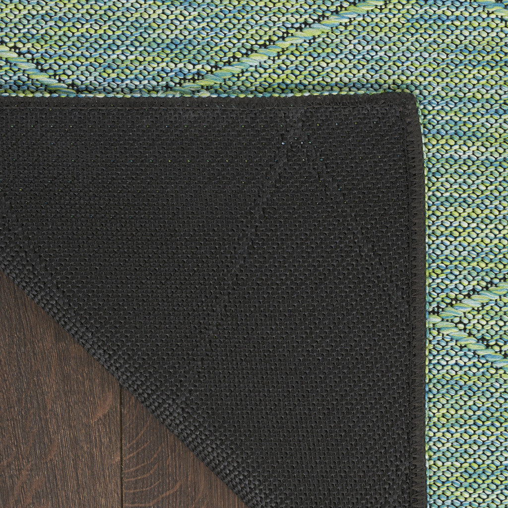 4' X 6' Blue Geometric Power Loom Non Skid Area Rug