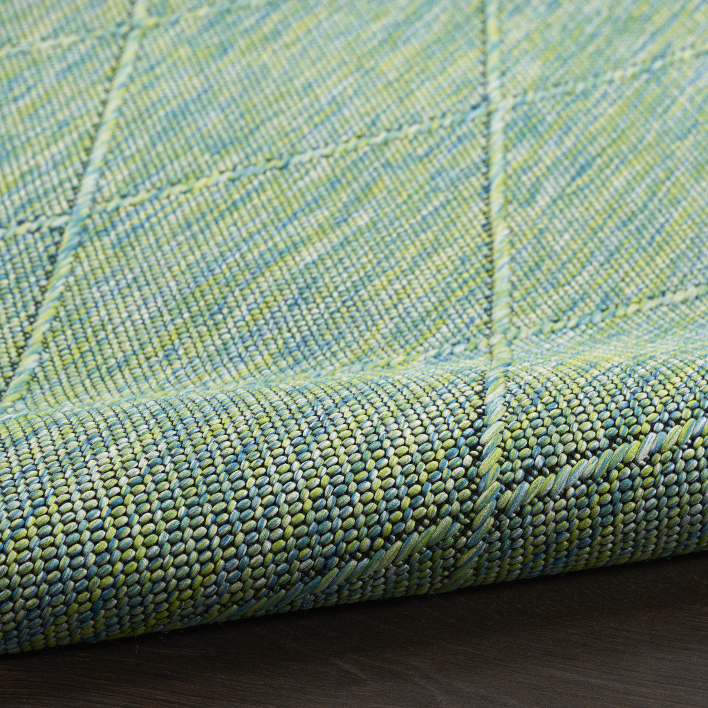 4' X 6' Blue Geometric Power Loom Non Skid Area Rug