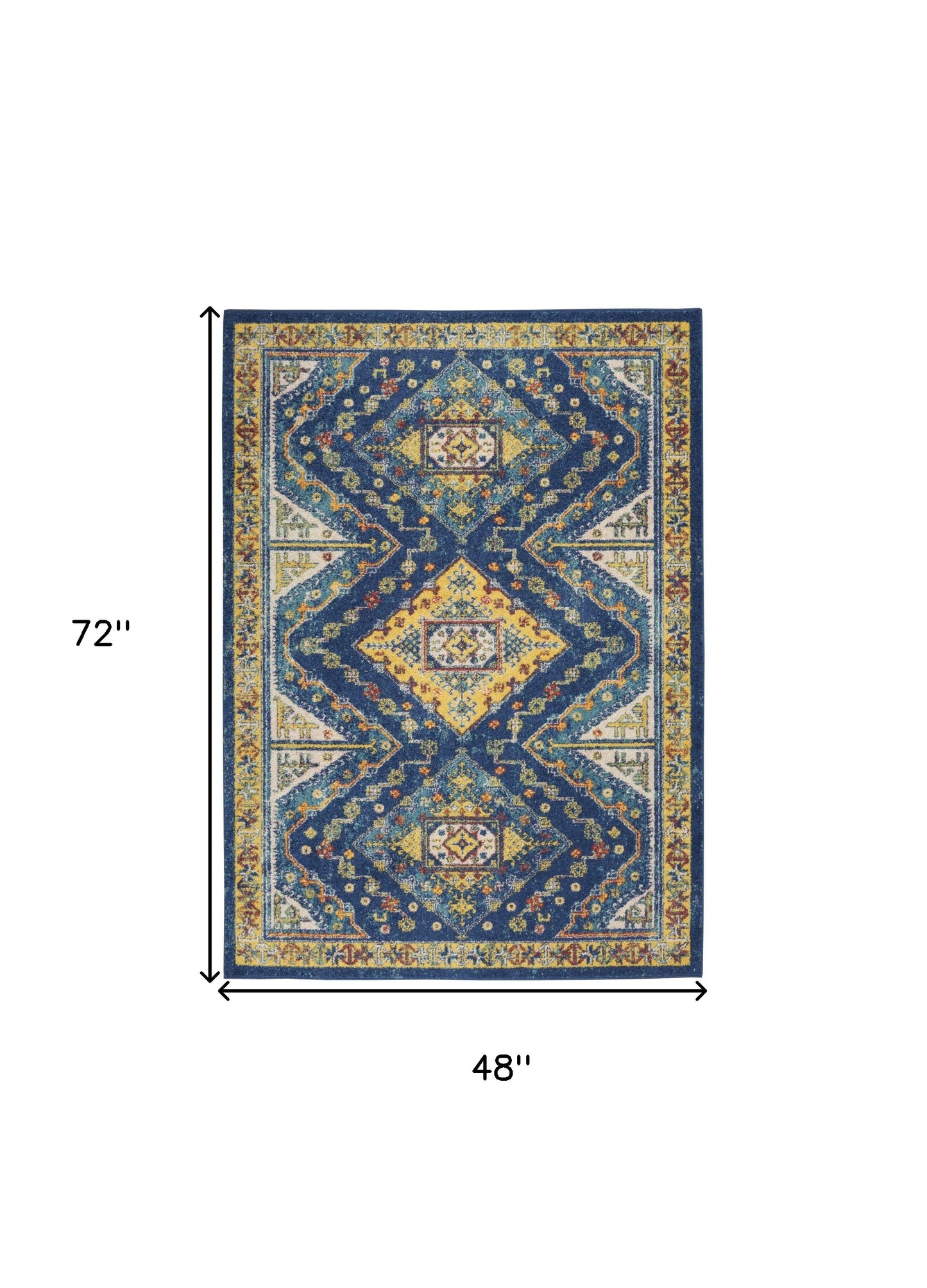 4' X 6' Blue Geometric Power Loom Area Rug