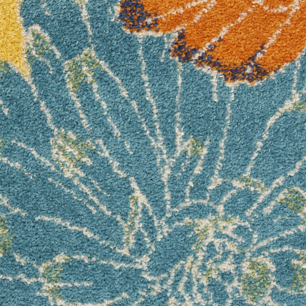 8' Yellow Floral Runner Rug