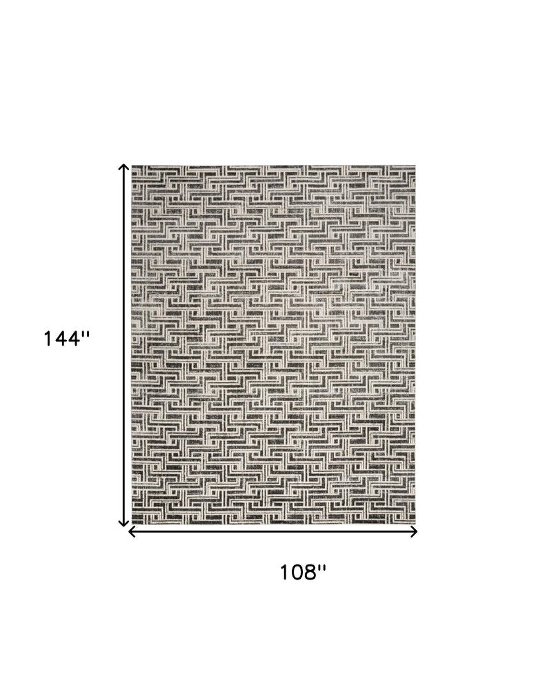 9' X 12' Gray Geometric Distressed Area Rug