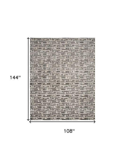 9' X 12' Gray Geometric Distressed Area Rug