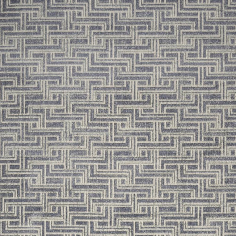 8' X 10' Blue Geometric Distressed Area Rug