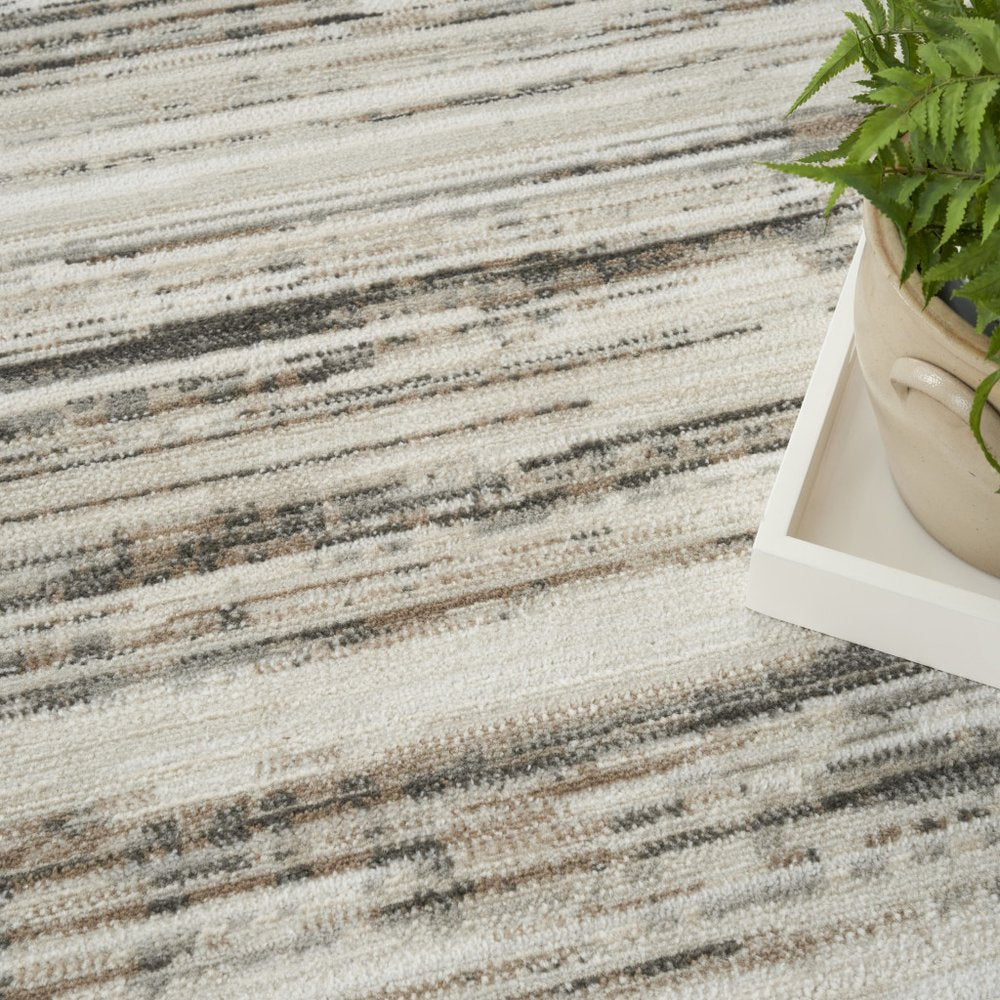 9' X 12' Cream Abstract Distressed Area Rug