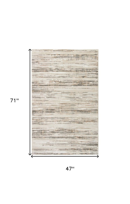 4' X 6' Cream Abstract Distressed Area Rug