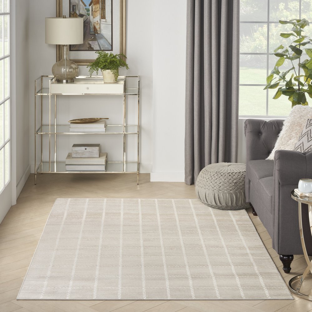 4' X 6' Cream Geometric Area Rug