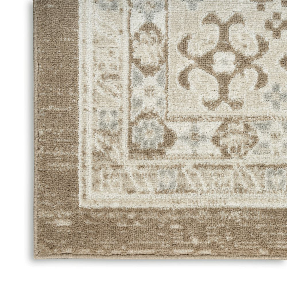 9' X 12' Brown Geometric Distressed Area Rug