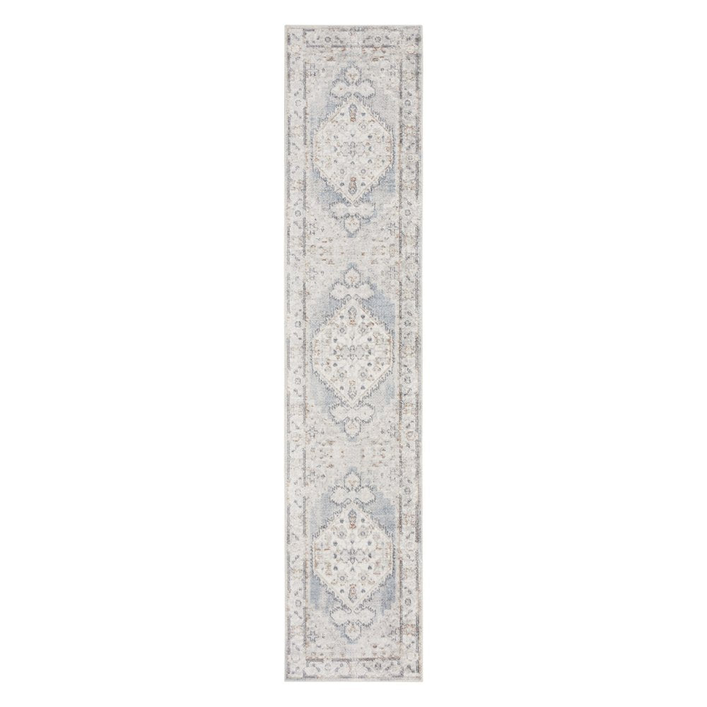 6' Blue Oriental Distressed Runner Rug