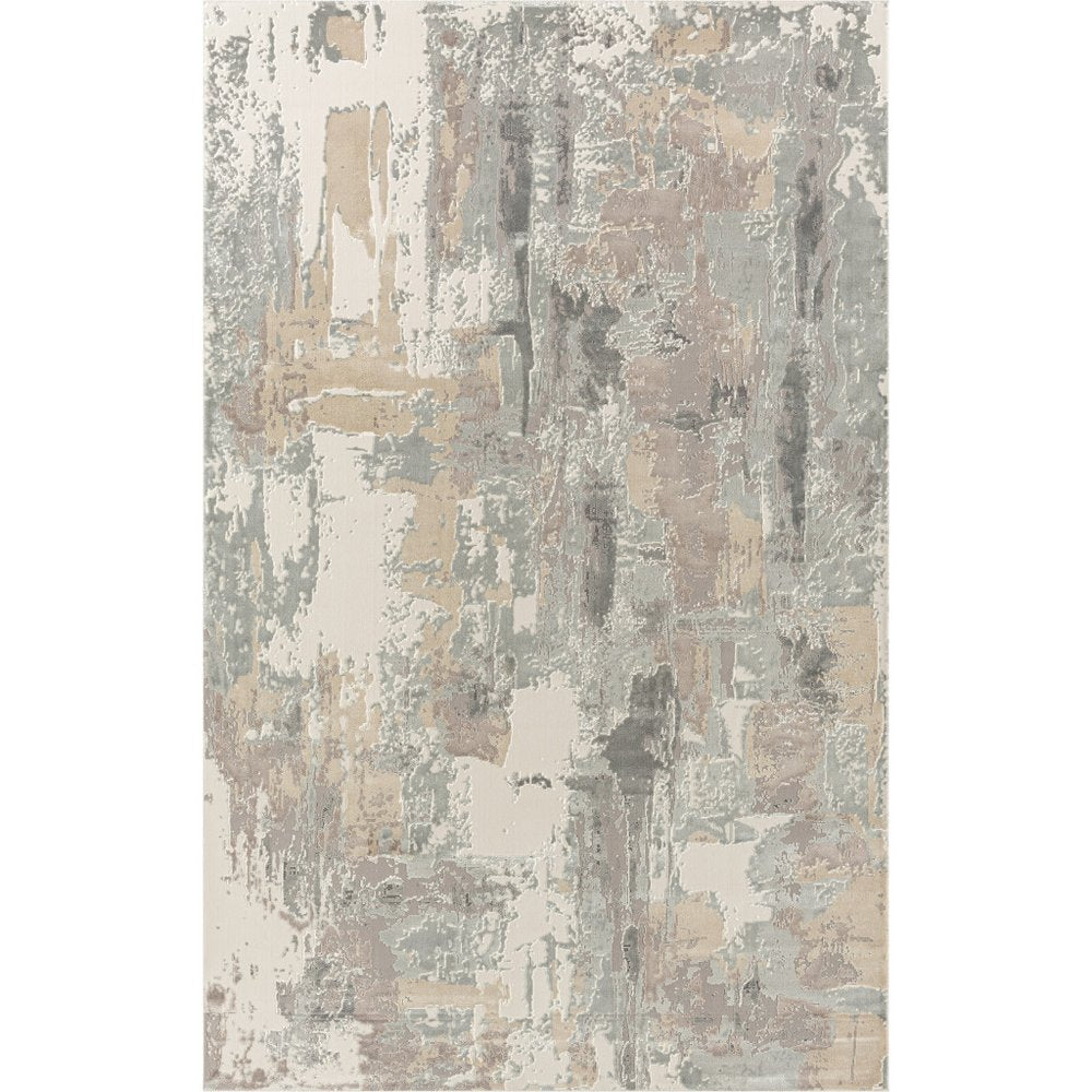 7' Blue And Beige Abstract Runner Rug