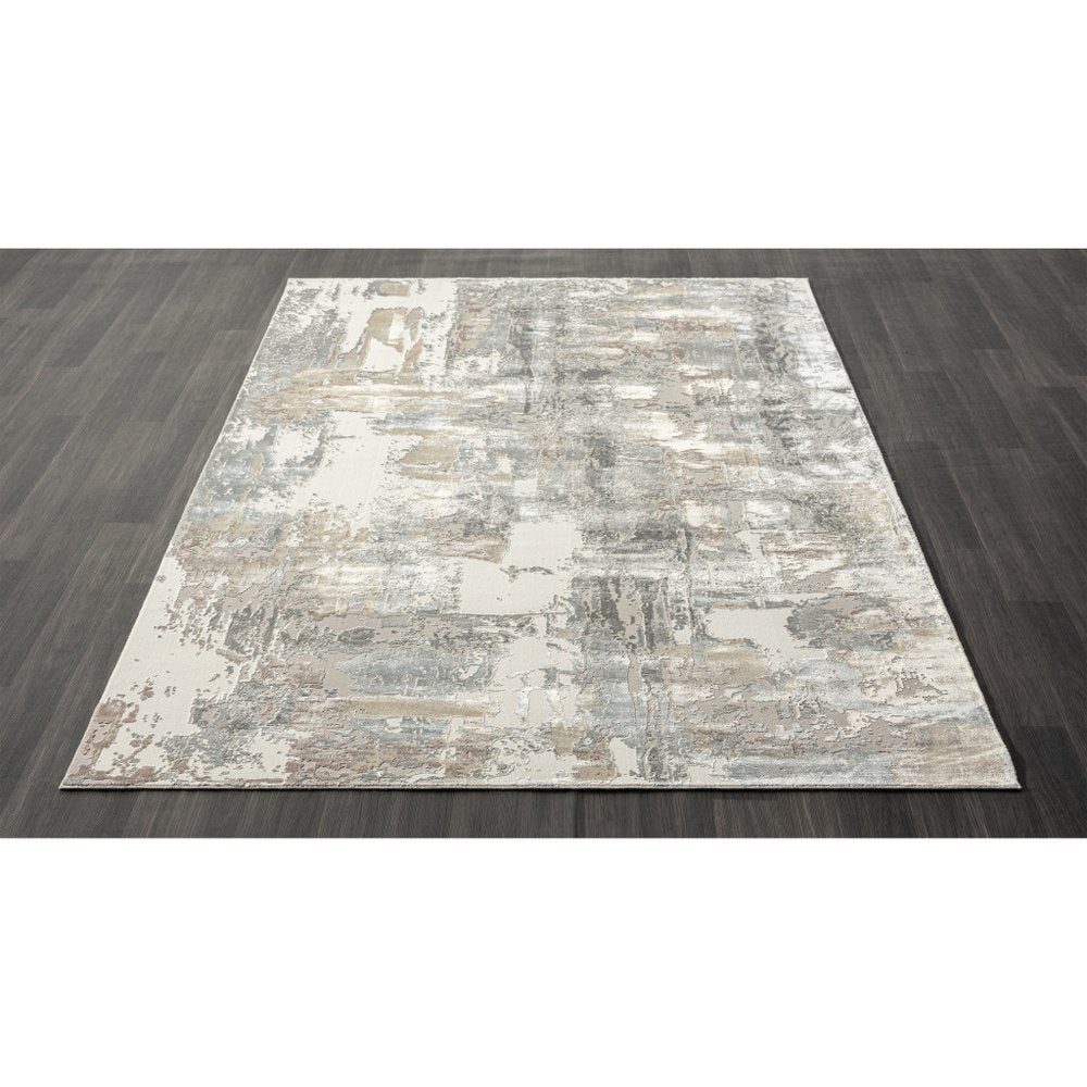 7' Blue And Beige Abstract Runner Rug