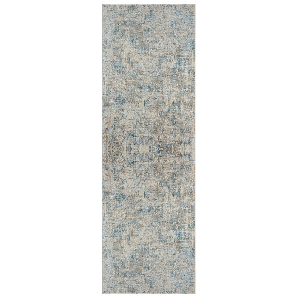 2' X 3' Blue and Ivory Abstract Area Rug