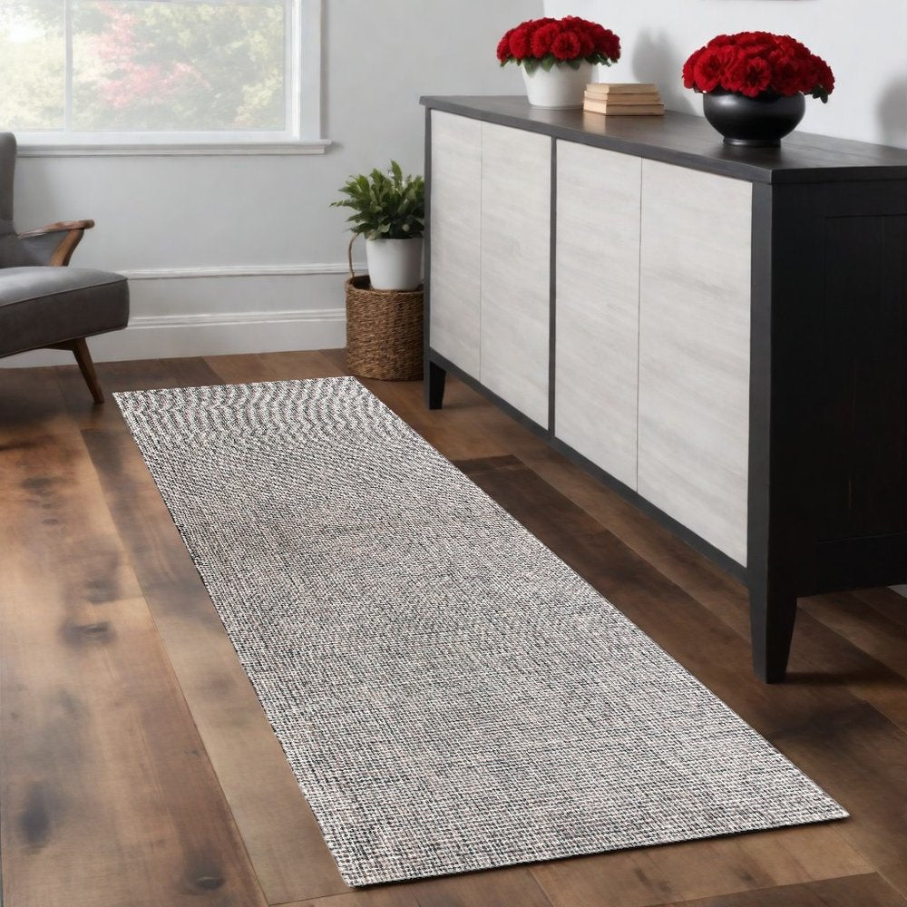10' X 14' Brown Wool Checkered Hand Tufted Area Rug
