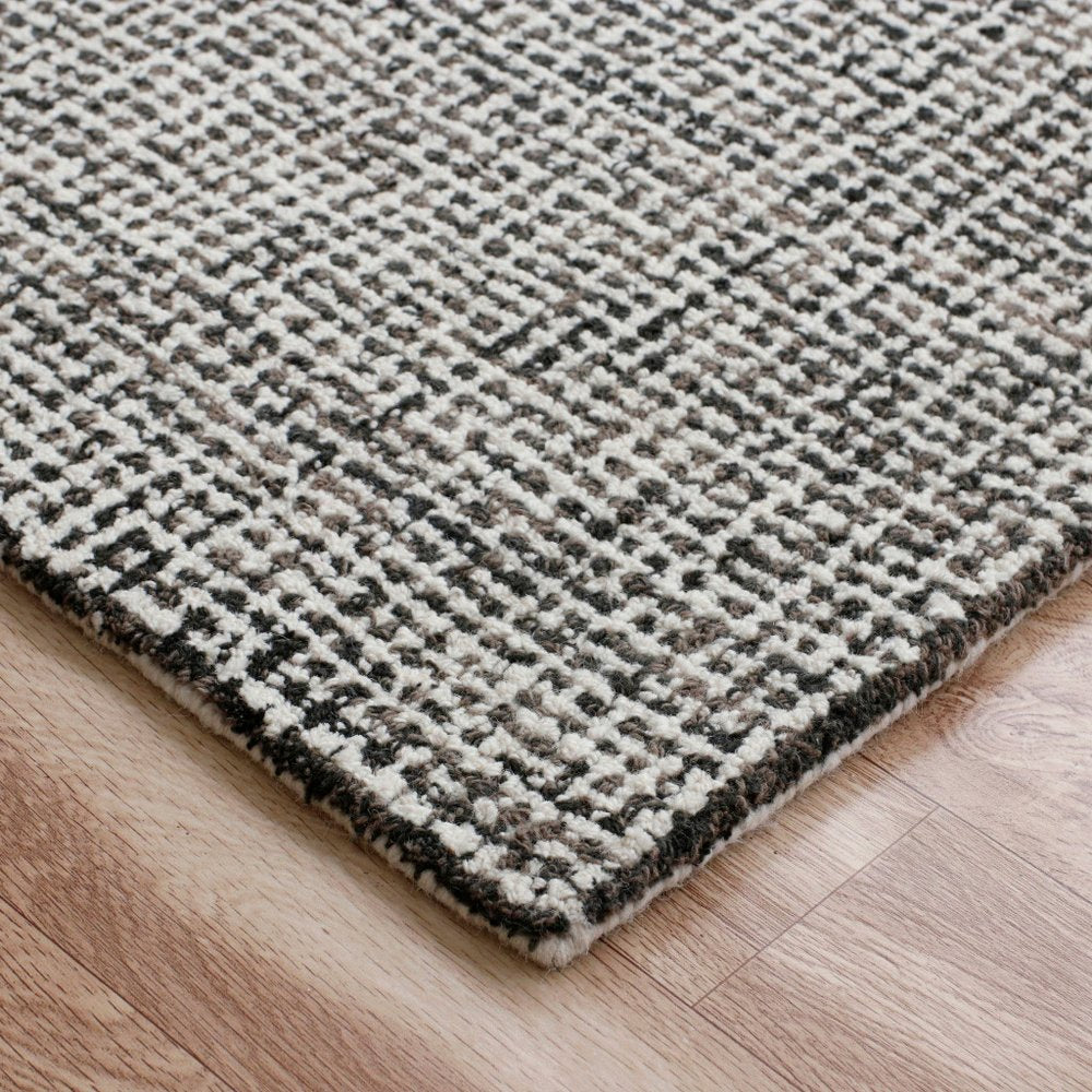 10' X 14' Brown Wool Checkered Hand Tufted Area Rug