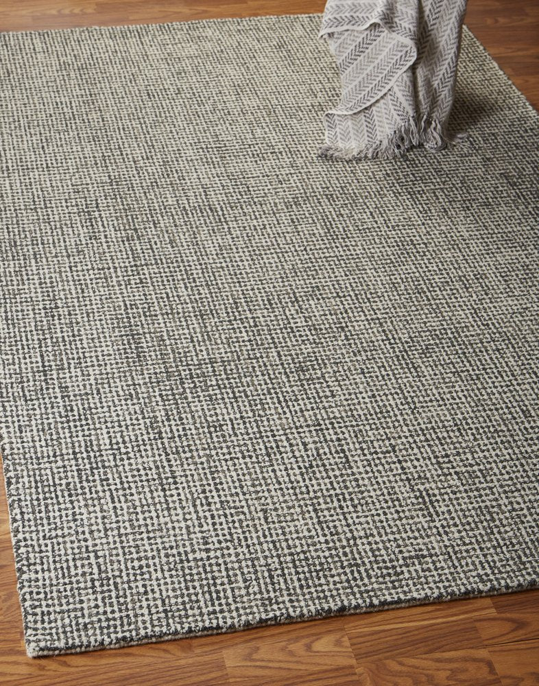 10' X 14' Brown Wool Checkered Hand Tufted Area Rug