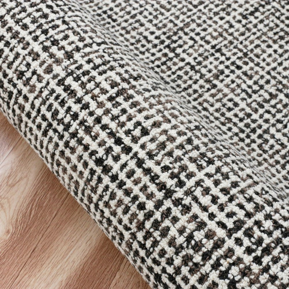 10' X 14' Brown Wool Checkered Hand Tufted Area Rug