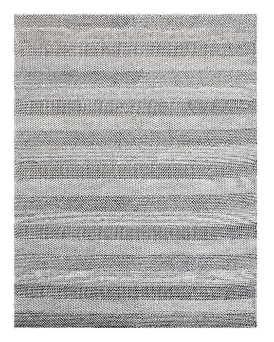 8' X 10' Beige and Gray Wool Blend Striped Hand Loomed Area Rug