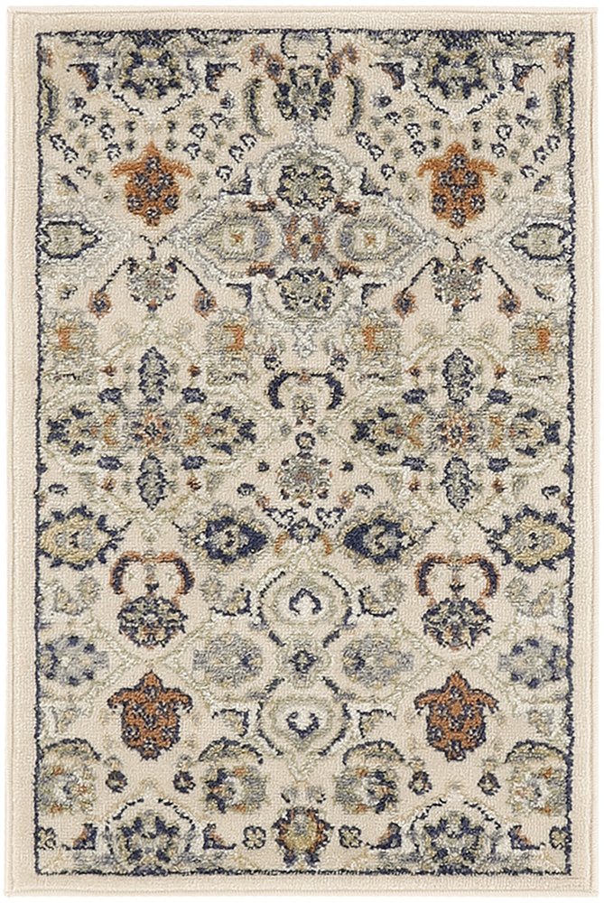 3' X 5' Beige And Blue Floral Area Rug