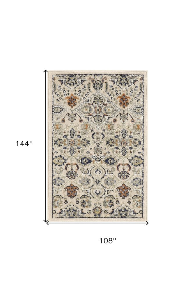 3' X 5' Beige And Blue Floral Area Rug