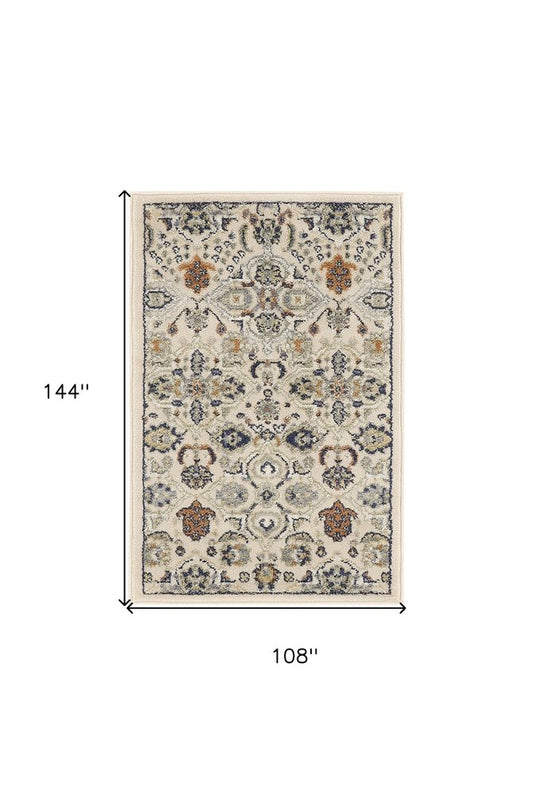 3' X 5' Beige And Blue Floral Area Rug